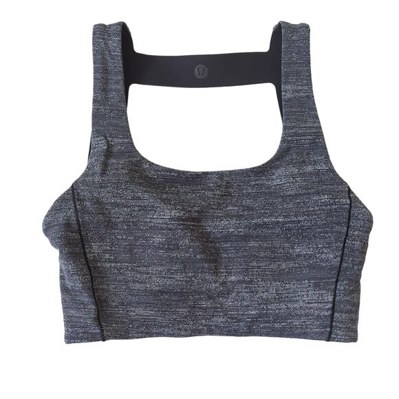 lululemon Lab Womens Varsa Bra Sports Bra Jacquard Gray Black 2 Training Rare - Picture 1 of 5